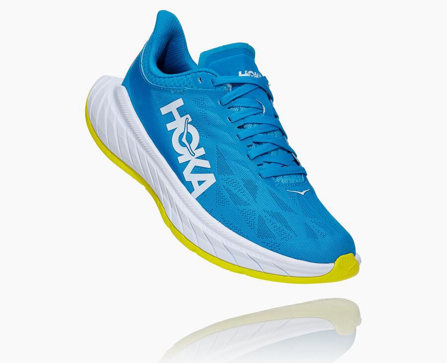 Hoka One One Running Shoes Womens Blue/White - Carbon X 2 - 87365TBEF